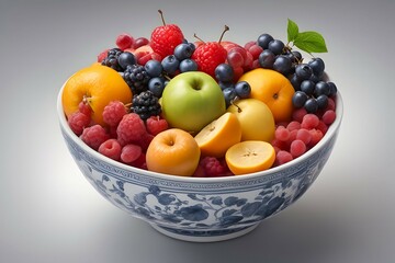 Wall Mural - Fresh colorful juicy fruits are kept in a bowl