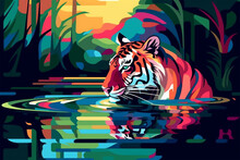 Stail Wpap A Tiger Drinking In The River