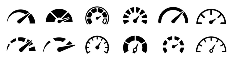 Collection of Speedometers icons.Vector Illustation