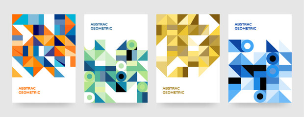 modern colorful flyer with geometric shapes, geometry graphics and abstract background vector set. p