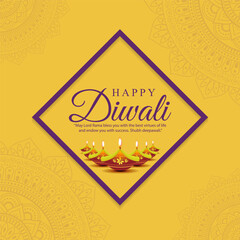 Wall Mural - Vector illustration of Happy Diwali social media feed template