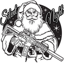 Santa Claus Holding Assault Rifle With Silencer