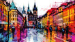 © Strabiliante - abstract traditional city pop art illustration. prague city