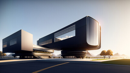 futuristic modern public building concept