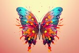 Fototapeta Motyle - Butterfly with colorful wings on a plain background. Generative AI
