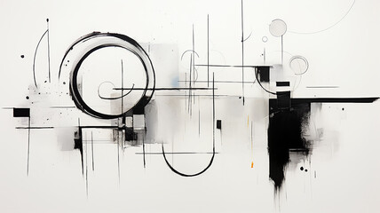 Wall Mural - monochrome painting geometric shapes flat abstraction.