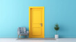 © kichigin19 - yellow door on a blue background abstract interior.