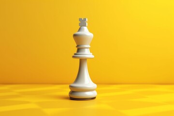 Wall Mural - Queen on yellow background with copy space. Chess piece. Minimal creative battle concept. 3D render 3D illustration. Generative AI