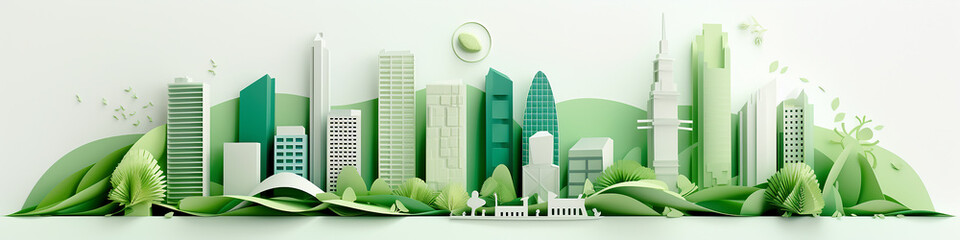 panorama 3d green city cityline.