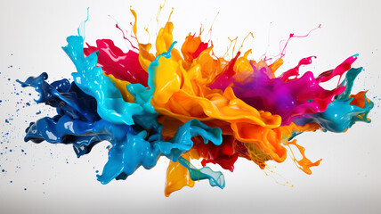 Sticker - colorful paint splash isolated on white background