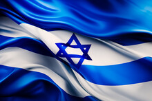The Flag Of Israel Unfurling In The Wind.