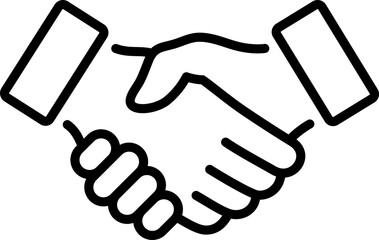 Linear icon of handshake of two hands as concept of business agreement or arrangement