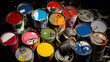 Paint Cans Waste. Old Paint Cans. Household hazardous waste.