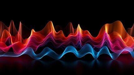 Wall Mural - Colorful sound wave visualization on a dark background