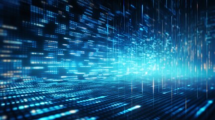 Wall Mural - 3d rendering of a digital binary code matrix: a visualization of the connectivity, complexity and da