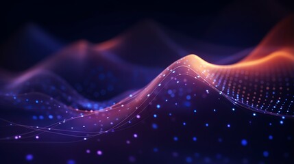 Wall Mural - Digital wave background with glowing particles - technology concept