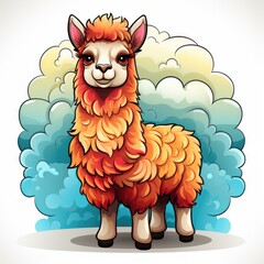 Wall Mural - Simple drawing of a cute llama