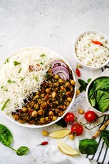 Wall Mural - Homemade channa Saag | Curried chickpeas with spinach served with basmati rice