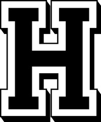 H letter of the alphabet College Alphabet Varsity American Football Alphabet Sports 