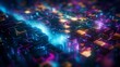© yj - thousands of pixels coming together to create a beautiful digital neon style abstract art wallpaper, background. generative AI