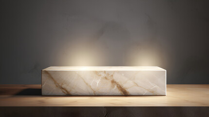 Wall Mural - 3D box style marble product podium. best for product advertising. generated by Ai.