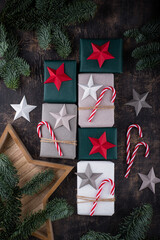 Poster - Christmas gift box with candy and star.