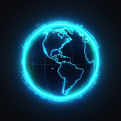 Wall Mural - Glowing Earth Circular Icon,created with Generative AI tecnology.