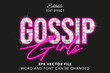 Gossip girls sparkle glitter 3d editable vector text effect