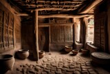 Fototapeta  - Traditional and ancient mud house interior 
