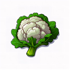 Wall Mural - Sticker design with an cauliflower on white background.