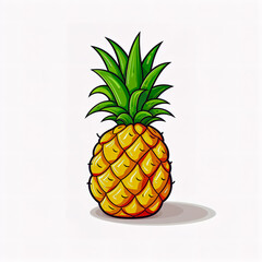 Wall Mural - Sticker design with an pineapple on white background.