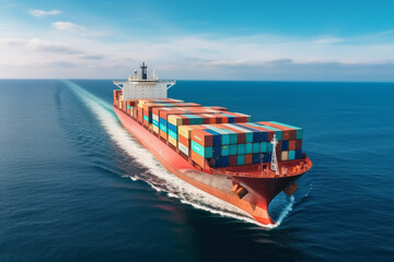 Container ship is a global network of cargo transportation, global import and export trade, transportation and logistics business. Global business, business growing and supporting business success.