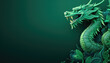 Green Chinese dragon, new year concept on green background
