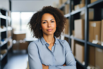 Wall Mural - Confident Businesswoman in Stylish Office Setting