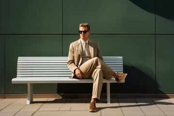 Wall Mural - A Stylish Gentleman Enjoying a Relaxing Moment in Shades