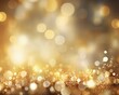 Blurred Christmas Lights. Shimmering Gold Holiday Background with Bokeh Effect.