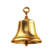 3D Model Of A Golden Notification Bell Isolated On Transparent And White Background. PNG Transparent
