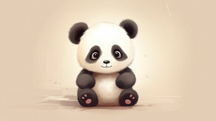 Wall Mural - illustration of baby panda bear generative ai