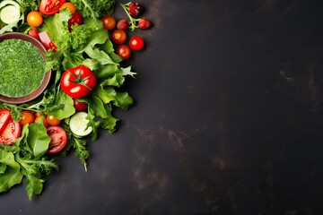 Wall Mural - Salad Vegetables and Ingredients Banner With Copy Space