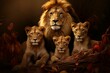 A pride of lions. Generative AI