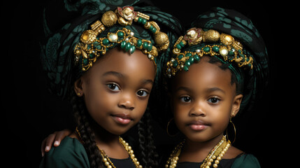 Two african little girls twins