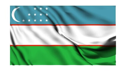 Poster - Uzbekistan waving flag animation with alpha channel transparent white background