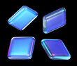 © Mariya - square with colorful gradient isolated on black background. set of rectangles 3d rendering illustration for graphic design, presentation or background. glassmorpism metallic material.