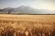 A wheat field with mountains in the background. Generative AI