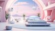 Futuristisches Schlafzimmer, modernes Interior, Zukunftsvision. Generiert mit KI