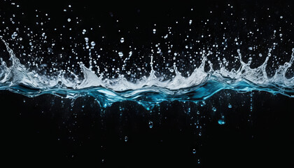  Splashes of water on black background