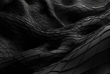 Abstract 3D Rendering Of A Distorted Black Mesh On A Gray Background. Generative AI