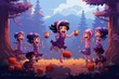 Playful trickster sprites, causing harmless pranks and laughter in the fae realm - Generative AI