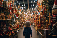 Child In Toy Store At Christmas 