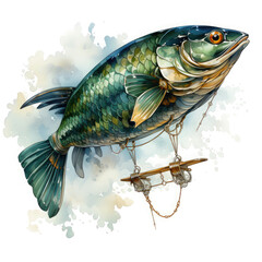 Waterco Lure Legend white background illustration, Generative Ai